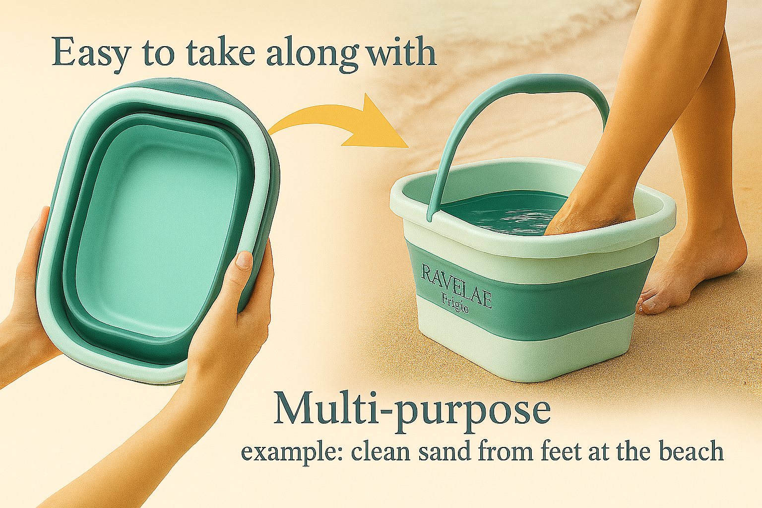 Ravelae™ Frigio Cold Plunge Foot Spa Collapsible Cold Foot Soak Spa — 15L Portable Tub with Rollers for Refreshing Foot Recovery